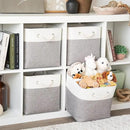 OrganiHaus 12x12 Cube Storage Bins 4 Pack, Foldable Cube Storage Organizer w/ Rope Handles, Collapsible Fabric Bins for Toys, Clothes & Closet Organization, Fabric Square Baskets - Gray/White by CozyNest Decor