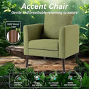 Barrel Accent Chair with Back Pillow, Large Upholstered Armchair with Solid Wood Legs Modern Reading Chairs for Living Room Bedroom by CozyNest Decor