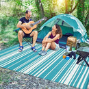 Waterproof Outdoor Rug 8x10 Contemporary Reversible Plastic Straw Rug, Easy Cleaning Striped Patio Carpet, UV-Resistant Indoor Outdoor Floor Cover for RV, Porch, Deck, Backyard, Light Blue by CozyNest Decor