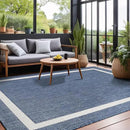 Bordered Outdoor Rug 9x12 Washable Outside Carpet for Indoor Patio Porch Waterproof Easy Cleaning Non Shedding Area Rugs Blue 9 x 12 by CozyNest Decor