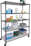 Seville Classics UltraDurable Heavy Duty NSF Solid Steel Wire Rack Storage Unit, Organizer for Garage, Warehouse, Office, Restaurant, Classroom, Kitchen, Black, 5-Tier Shelving, 60" W x 24" D by CozyNest Decor