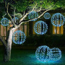 Flacchi Solar Powered Hanging Iron Sphere Lights with Artificial Greenery – 12Inch 120 LED Waterproof Outdoor Decor Ball Light with Timer & 8 Modes – 2 Pack for Garden, Christmas, Weddings(Blue) by GreenHaven Gardens