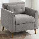 Mid Century Modern Accent Chairs, Chenille Grey Upholstered Armchair,Living Room Chairs with Wooden Legs, Side Single Sofa Chair for Bedroom, Office Cafe Waiting Room Apartment by CozyNest Decor