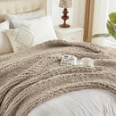 Carriediosa Chunky Knit Throw Blanket 50" X 60", 100% Hand Made Large Chenille Loop Yarn Soft Fluffy Throws for Couch Sofa Bed, Big Crochet Cozy Heavy Thick Cable Woven Blankets, Taupe by CozyNest Decor