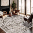 Washable Area Rug 8'x10' Deep Khaki Retro Boho Design Non-Shedding Non-Slip Easy Care Ideal for High Traffic Areas in Living Room Bedroom Office Coffee Table Kitchen Large Carpet by TinyTreasures Baby Boutique