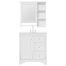 Bathroom Vanity With Sink, Modern Elegant Bathroom Storage Cabinet With 3 Drawers And Adjustable Shelves, Freestanding Vanity Set With Mirror Cabinet, Single Sink Bathroom Vanity by HouseOfZazla