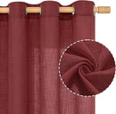 LAMIT 95 inch Linen Curtains for Living Room, Burgundy Red Bronze Grommet Christmas Panels Light Filtering Semi Sheer Drapes for Bedroom/Dining Hall, 2 Panels Set, 52 x 95 Inch by CozyNest Decor