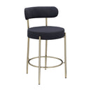 Modern Sherpa Counter Height Stools, Uphsoltered Seat Height Barstools With Brushed Brass Metal Legs Round Low Back Kitchen Stools With Footrest For Dining Room (Set of 2) by HouseOfZazla