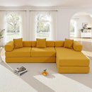 108" Oversized Convertible Sleeper Sofa Bed, Corduroy L Shape Sectional Couch, Folding Sofa Bed with Side Pocket, Modern Cloud Floor Mattress Couch, Modular Sofa for Living Room, Yellow by CozyNest Decor