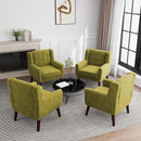 UIXE Accent Chair, Velvet Upholstered Armchair for Living Room, Modern Club Arm Chairs Comfy Single Sofa Button Tufted Bedroom Reading Seat - Green, Set of 4 by CozyNest Decor