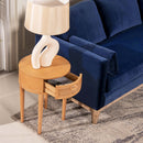 Cabana - Round Cane Storage Side Table - Natural Brown Oak by HouseOfZazla