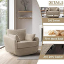 360° Swivel Accent Armchair, 39.3" Oversized, Sherpa Boucle Fabric Sofa Chair with Removable Back & Arm Pillows, Swivel Chair with Cozy Soft Padded, No Assembly Required (1, Camel) by CozyNest Decor