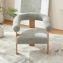 VKNOW Accent Chair Living Room Chair, Modern Upholstered Armchair with Solid Wood Legs, Comfy Barrel Arm Chairs for Living Room Bedroom, Light Grey by CozyNest Decor