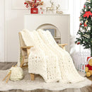 WESHIONGOO Chunky Knit Throw Blanket 50"×60" Knitted Throw Blankets for Couch Bed Fluffy Soft Blanket with Jumbo Chenille Yarn Thick 100% Handmade (Cream White) by CozyNest Decor