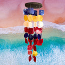 Bellaa 24872 Wind Chimes Outdoor, Garden Decorations, Musical, Indoor/Outside Windchimes, Beach, Ocean Breeze, Gifts for Mom, Gift for All Occasions, Sea Glass Shells Wood Red Blue Yellow White by CozyNest Decor