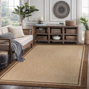 CAMILSON Outdoor Rug 6x9 Bordered Natural Brown Modern Area Rugs for Indoor and Outdoor Patios, Kitchen and Hallway Mats, Washable Porch Deck Outside Carpet (Border Jute, 6 x 9) by GreenHaven Gardens