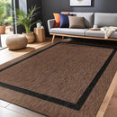 Bordered Outdoor Rug 8x10 Washable Outside Carpet for Indoor Patio Porch Waterproof Easy Cleaning Non Shedding Area Rugs Nut Brown - Black 8 x 10 by CozyNest Decor