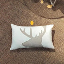 Lumbar Pillow Covers 12x20 Inches Deer Decorative Cotton Linen Deer Head Throw Lumbar Waist Embroidered Cushions Covers for Couch Sofa Bedroom White by CozyNest Decor