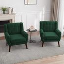 UIXE Accent Chair, Velvet Upholstered Armchair for Living Room, Modern Club Arm Chairs Comfy Single Sofa Button Tufted Bedroom Reading Seat - Retro Green, Set of 4 by CozyNest Decor
