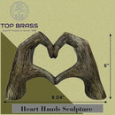 Top Brass Large Rustic Heart Hands Sculpture, 9 3/4” Resin Love Statue – Romantic Decor Accent for Shelf or Mantel – Perfect for Wedding, Valentine's Day or Anniversary (Rustic Wood Grain) by CozyNest Decor