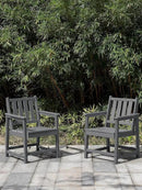 Patio Dining Chair Set of 2, HDPE Outdoor Dining Chair, Ergonomic HDPE Dining Chairs with Deep Seating, All Weather Outdoor Chairs Furniture for Backyard, Deck, Garden, Poolside, Smoke Gray by CozyNest Decor