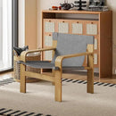 Mid-Century Accent Chair with Wide Armrest & Solid Wood Frame, Detachable and Washable Armchair, Modern Living Room Reading Chairs for Bedroom Sunroom Bedroom Balcony,Light Grey by CozyNest Decor