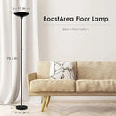 BoostArea Torchiere Floor Lamp, 30W Super Bright LED Standing Lamp, Stepless Dimmable Pole Lamp with 3000K Lighting, Rotary Switch, 70 Inch Tall Metal Modern Floor Lamps for Living Room/Bedroom Black by CozyNest Decor