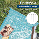 GAOMON Outdoor Rug Waterproof 9x18 Reversible Plastic Straw Rug, Large Rugs for Patio UV-Resistant Portable RV Camping Mats, Indoor Outdoor Medallion Carpet for Deck Porch Garden, Light Blue by CozyNest Decor