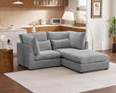 Oversized Modular Sofa, Extra Deep Cloud Chenille Sectional Couch with Ottoman Chaise, Fluffy Chenille Loveseat L Sofa for Living Room, Villa (Loveseat+Ottoman, Chenille Grey) by CozyNest Decor