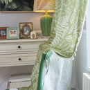 Sutuo Home Boho Curtain 84 Inches Length for Bedroom, Printed Cotton Linen Rod Pocket Rustic Farmhouse Bohemian Tassels Window Treatment, 1 Panel 59" W x 84" L, Green Tropical Leaves by CozyNest Decor