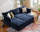 102.6" Luxury Modular Sleeper Sofa Bed 6 Seat Reversible Sectional Couch Deep Seat with Storage Chaises Removable Cover for Living Room, Apartment - Chenille Blue by CozyNest Decor