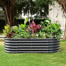 Land Guard Galvanized Metal Raised Garden Bed Kit, 8x4x1.5ft Large Planter Boxes Outdoor, Oval Gardening Box, Patio Garden Planter Box for Vegetables (Grey) by GreenHaven Gardens