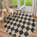 Lahome Checkered Round Rugs 6ft, Washable Easy Jute Circle Patio Rug Indoor Outdoor Rugs for Living Room, Farmhouse Natural Round Area Rug Contemporary Carpet for Entryway Backyard by CozyNest Decor