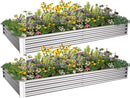 8x4x1ft(2 Pack) Galvanized Raised Garden Bed for Gardening,Metal Planter Boxes Outdoor Patio Kit Planting Bed for Vegetables Flowers Herb,Silver by GreenHaven Gardens