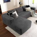 ovios 104" Cloud Sectional Couch with L-Shape Chaise,Modern Modular Sofa with Deep Seat, Upholstered Couches for Living Room Bedroom,No Assembly Required, Grey (Corduroy Fabric) by CozyNest Decor