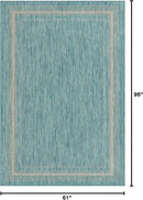 Unique Loom Outdoor Border Collection Area Rug - Soft Border (5' 1" x 8' Rectangle, Aquamarine/ Ivory) by GreenHaven Gardens