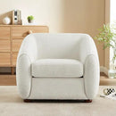 Modern Accent Chair for Living Room, Upholstered Armchair with Boucle Fabric, Single Sofa Chair with Solid Wood Legs, Boucle, White by CozyNest Decor