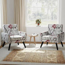 Kromax Mid-Century Modern Accent Chair Set of 2 for Living Room, 496 Lb. Weight Capacity, Dual Armrests, Comfy Extra Large Seat, Timeless Style Perfect for Reading & Relaxing, Red Floral by CozyNest Decor