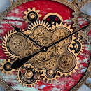 The Gears Clock 36'' Inch Real Moving Gear Wall Clock Vintage Industrial Oversized Rustic Farmhouse (Red Lava) by CozyNest Decor