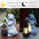Rabbit Solar Garden Outdoor Statues,Resin Rabbit Figurine Decorations with Solar Lights Lantern, Outdoor Rabbit Art Decor for Lawn,Yard, Unique Housewarming Gift for Garden Home by GreenHaven Gardens