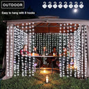 echosari Christmas Curtain Lights Solar Powered 7.9ft x 6ft 144 LED Outdoor Curtain Lights Waterproof with Timer 8 Modes for Christmas Garden Patio Fence Wedding Wall Window Gazebo Decor Cool White by GreenHaven Gardens