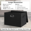 Large 17" 36 Quart Collapsible Stackable Storage Bins with Lids, 3 Packs Black Linen Fabric Closet Boxes with Lids, Storage Cube Baskets Container Organizers for Bedroom Office(17 x12 x11) by CozyNest Decor