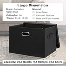 Large 17" 36 Quart Collapsible Stackable Storage Bins with Lids, 1 Pack Black Foldable Fabric Closet Storage Boxes with Lids, 4 Handles Heavy-duty Linen Cube Baskets for Bedroom by TinyTreasures Baby Boutique