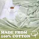 jinchan Boho 100% Cotton Blanket Muslin Lightweight Twin Size Throw Blanket Reversible for Couch Soft Cozy All Season 3-Layer Throw Coverlet Blanket for Bedroom Living Room Decor Green 60x80 Inches by CozyNest Decor