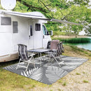 GENIMO Outdoor Rug 5' x 8' Waterproof for Patios Clearance, Reversible Plastic Straw Camping Carpet, Large Area Rugs Mats for RV, Picnic, Backyard, Deck, Balcony, Porch, Beach, Grey&White by CozyNest Decor