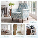 Floral Accent Chair Set of 2, High Back Upholstered Armchair with Solid Wooden Legs, Padded Armrest and Removable Comfortable Cushioned Seat Single Sofa for Living Room, Bedroom, Blue by CozyNest Decor