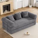 Convertible Sleeper Sofa Bed with Pillow, 4-in-1 Corduroy Folding Mattress Couch with Fixed-Shape Frame, Futon Fold Out Floor Sofa Cama Lounge Couch for Living Room Bedroom Studio, Grey by CozyNest Decor