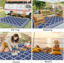 GAOMON Outdoor Rug Waterproof 8'x10', Reversible Outdoor Plastic Straw Rug, Boho Patio Rug, Indoor Outdoor Carpet, RV Mat Outside for Patio, Camp, Picnic, Balcony, Deck, Navy/White(Geometric) by CozyNest Decor
