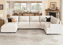 Nolany Sectional Sofa with Storage Ottoman, U Shape Sectional Couch Corduroy Modular Sectional Couches for Living Room, Beige by CozyNest Decor