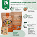 Organo Republic 25 Summer Vegetable Garden Seed Variety Pack - 6,510+ Non-GMO Heirloom Veggie & Greens Seeds for Outdoors & Indoor Home Garden, Including Collards, Pepper, Okra, Onion, Bean, Cucumber by GreenHaven Gardens